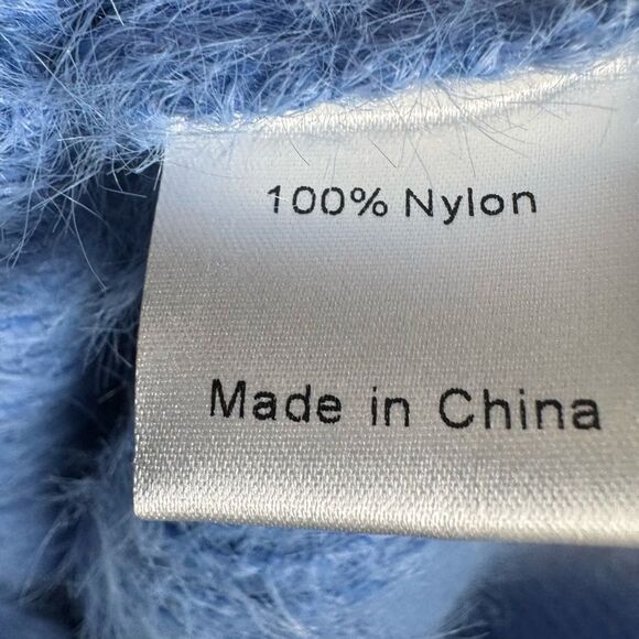 Emerson Lang young contemporary fuzzy faux fur winter blue sweater medium NWOT - Picture 7 of 7